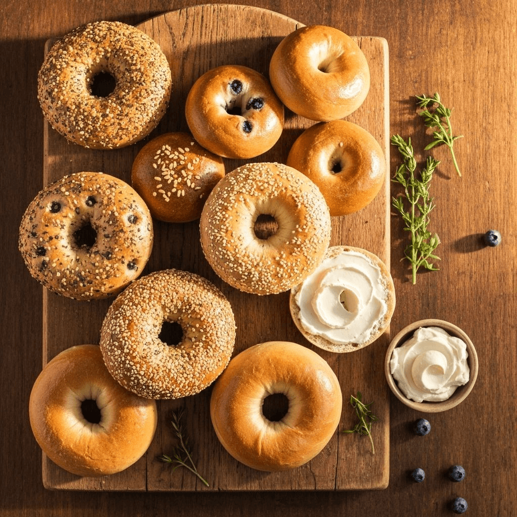 Fresh baked bagels at Easton Express Bagel Grill